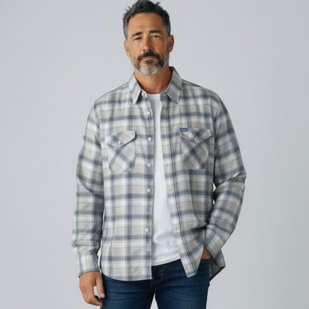 Dixxon Flannel The Ormond J&P Cycles Grey Plaid D-Tech Snap Shirt Mens XLT
